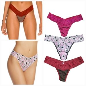 Hanky Panky Signature Lace Low Rise Thong Bundle Red/Pink/Floral O/S